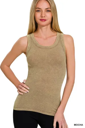 Kate Ribbed Tank - Mocha