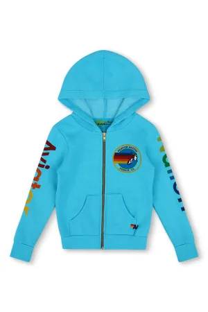 KID'S AVIATOR NATION ZIP HOODIE - NEON BLUE