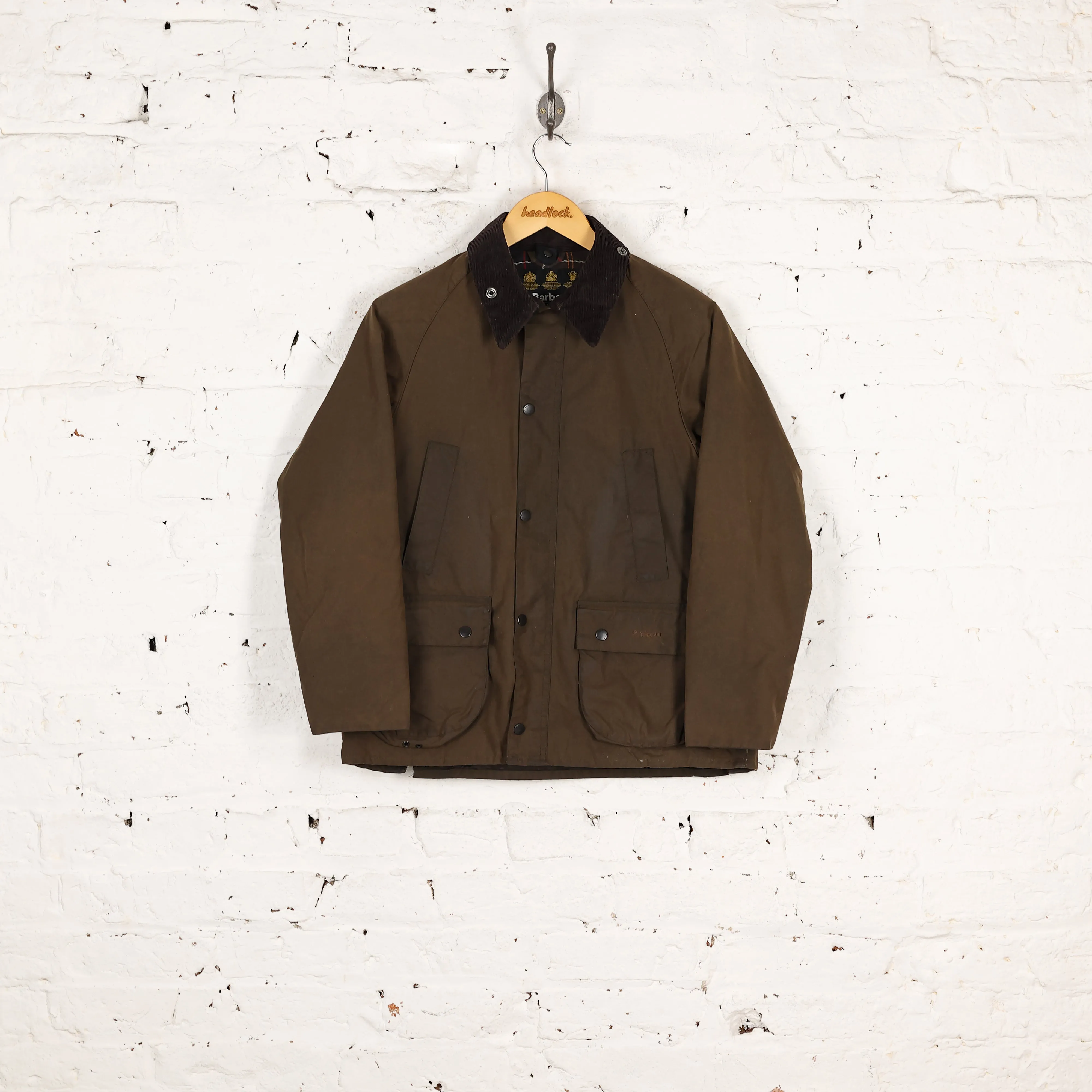 Kids Barbour Classic Bedale Wax Jacket Coat - Green - Boys XXL
