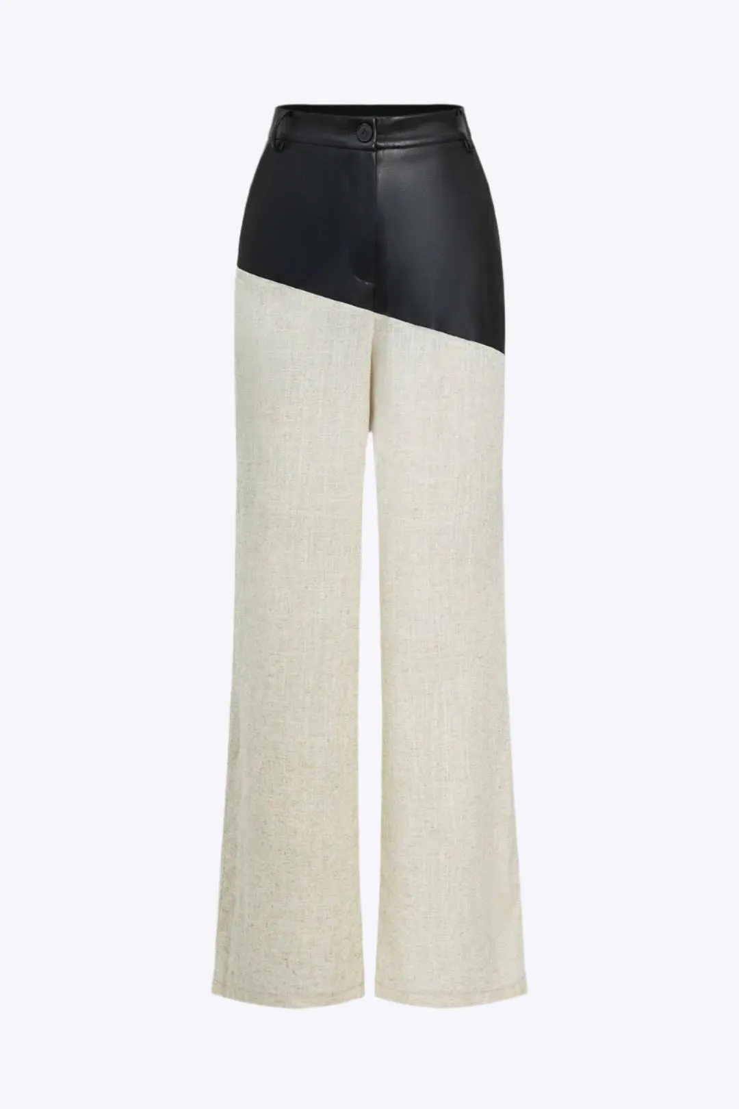 Kinzley - Modern Contrast Patterns Woman's Straight Leg Trousers
