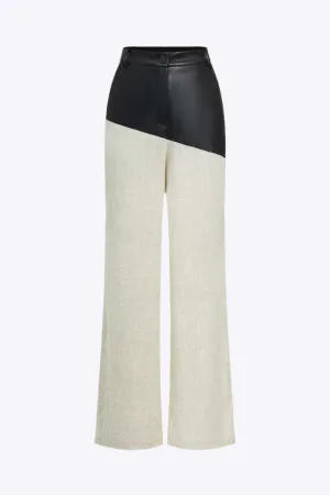 Kinzley - Modern Contrast Patterns Woman's Straight Leg Trousers