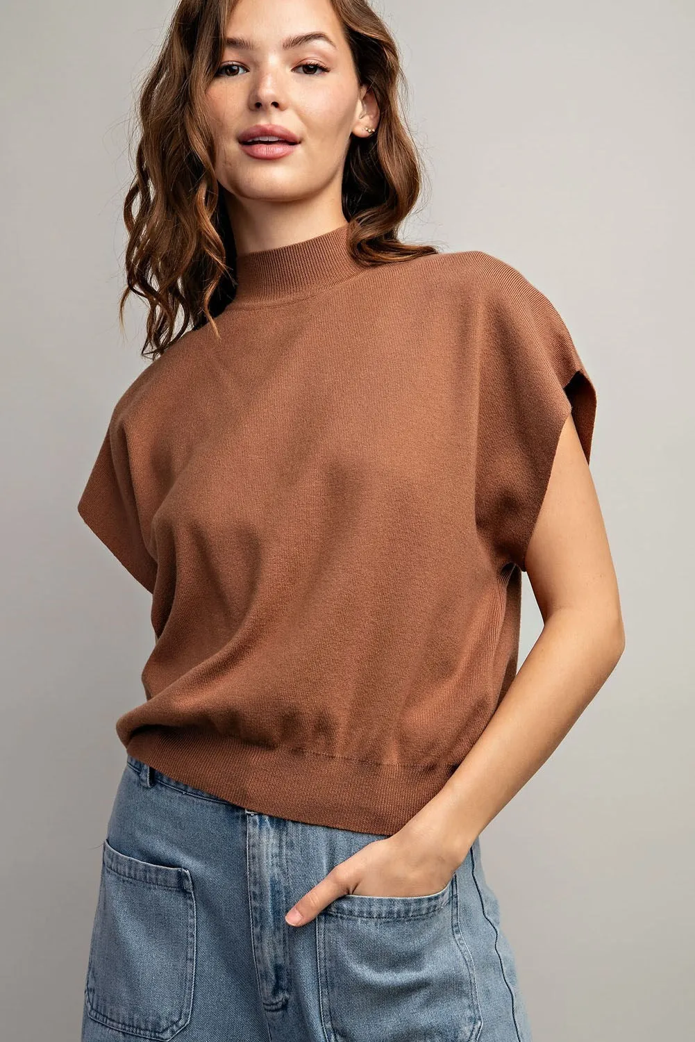 Lauren Mock Neck Short Sleeve Top