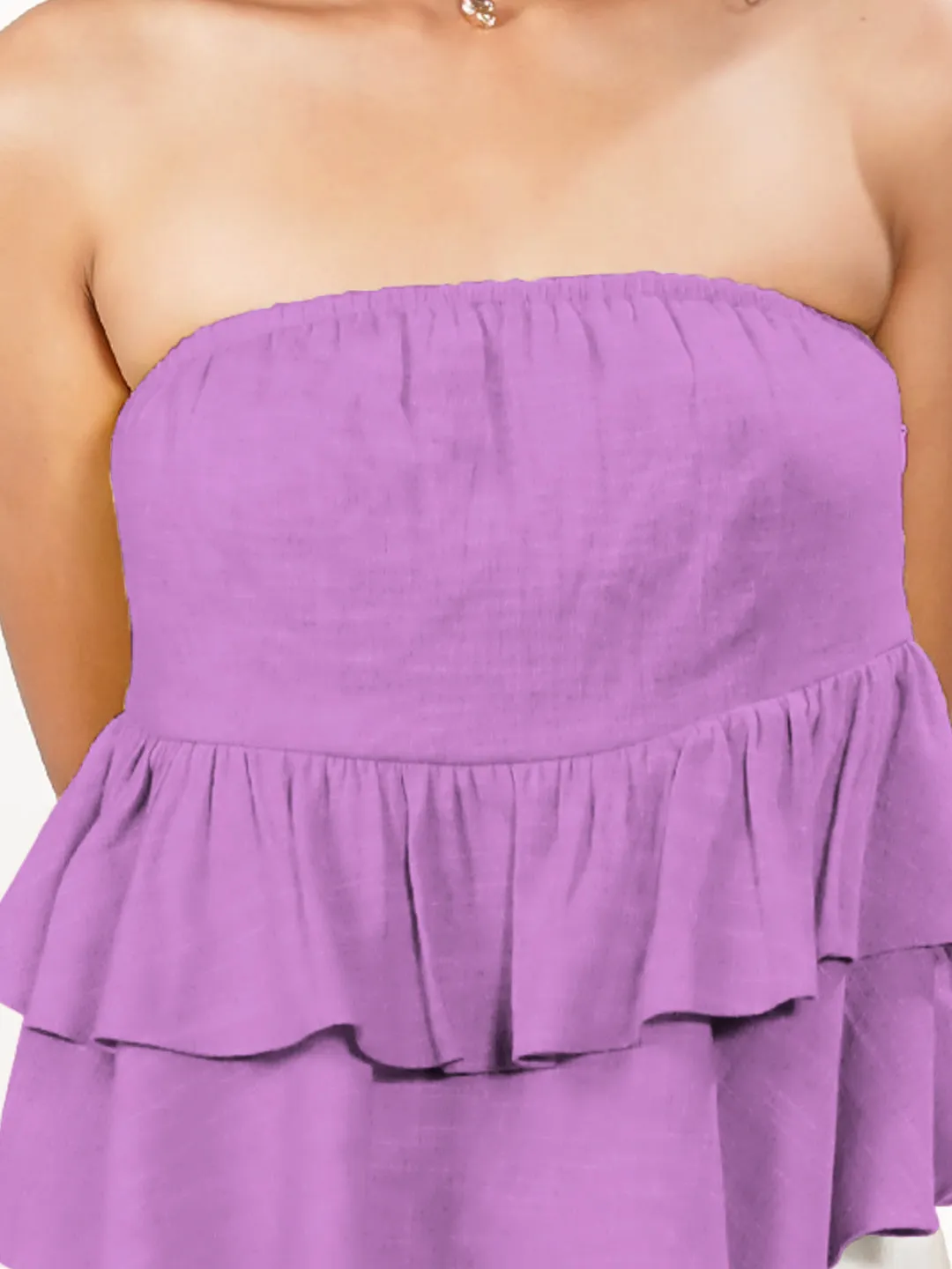 Lavender Solid Off Shoulder Top