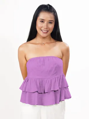 Lavender Solid Off Shoulder Top
