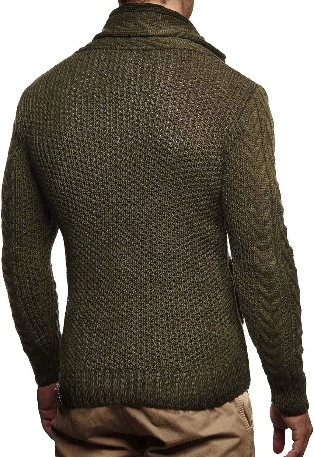 Leif Nelson Men's Knitted Turtleneck Jacket - Winter Cardigan Sweaters for Men