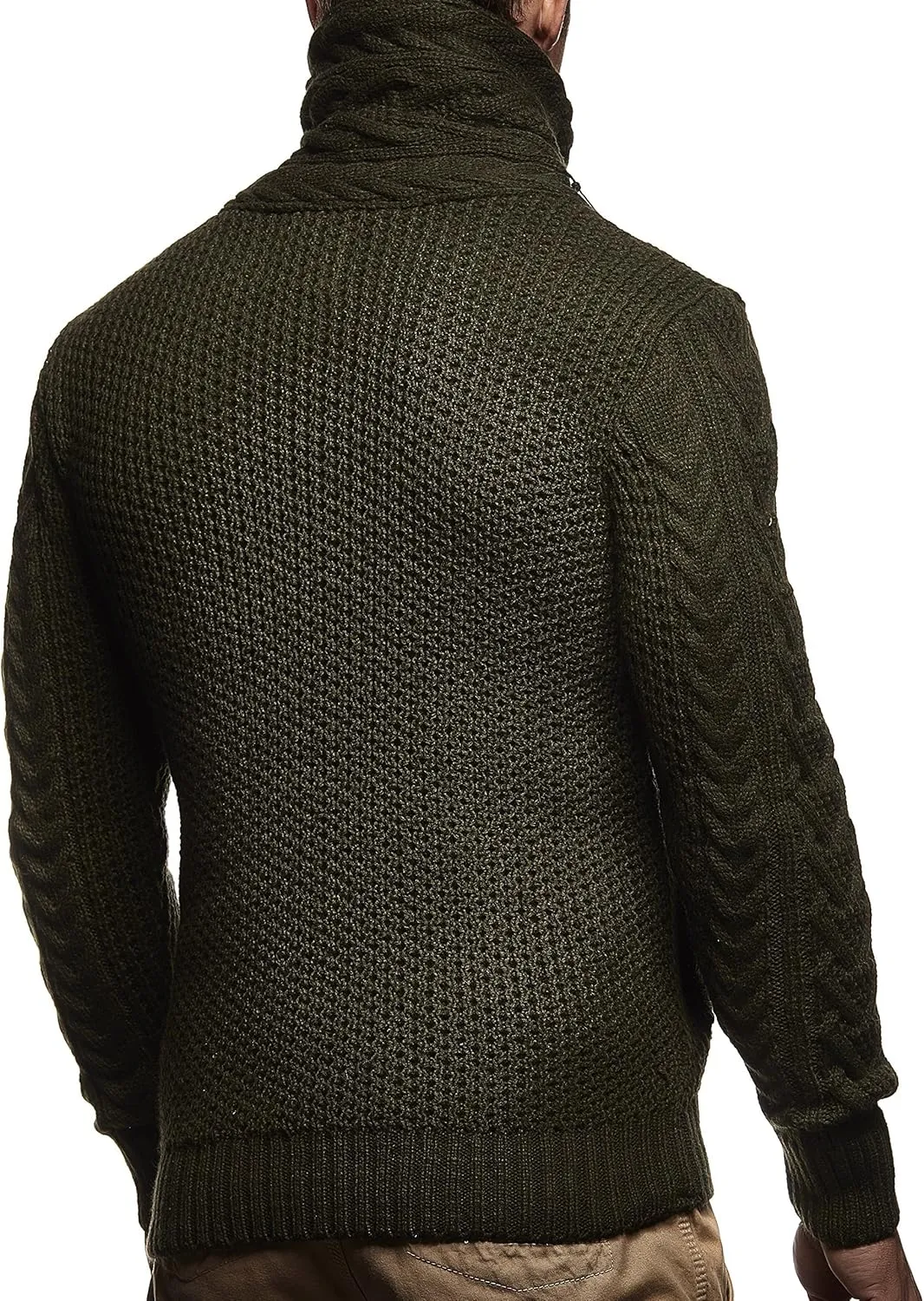 Leif Nelson Men's Knitted Turtleneck Jacket - Winter Cardigan Sweaters for Men