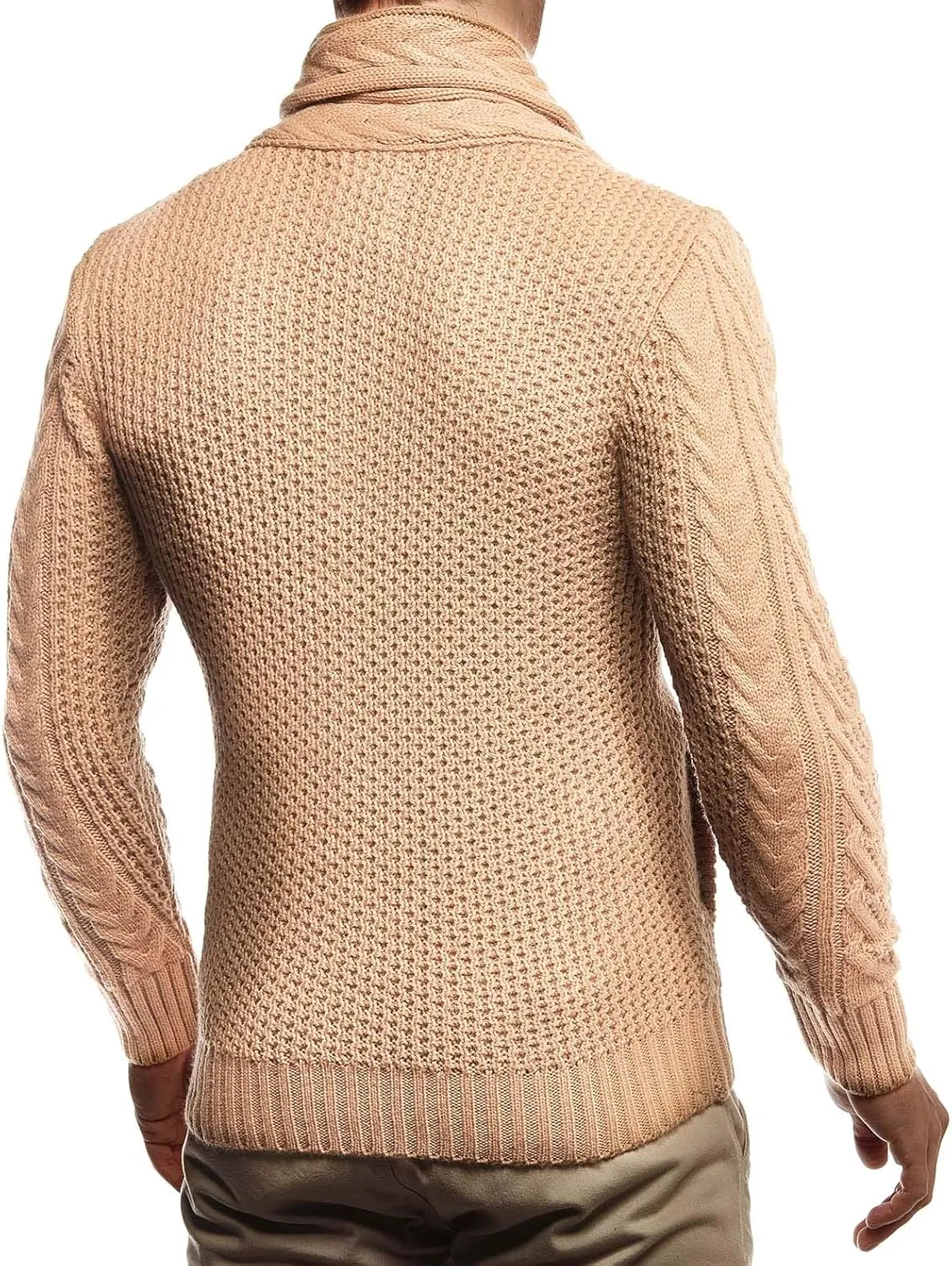 Leif Nelson Men's Knitted Turtleneck Jacket - Winter Cardigan Sweaters for Men