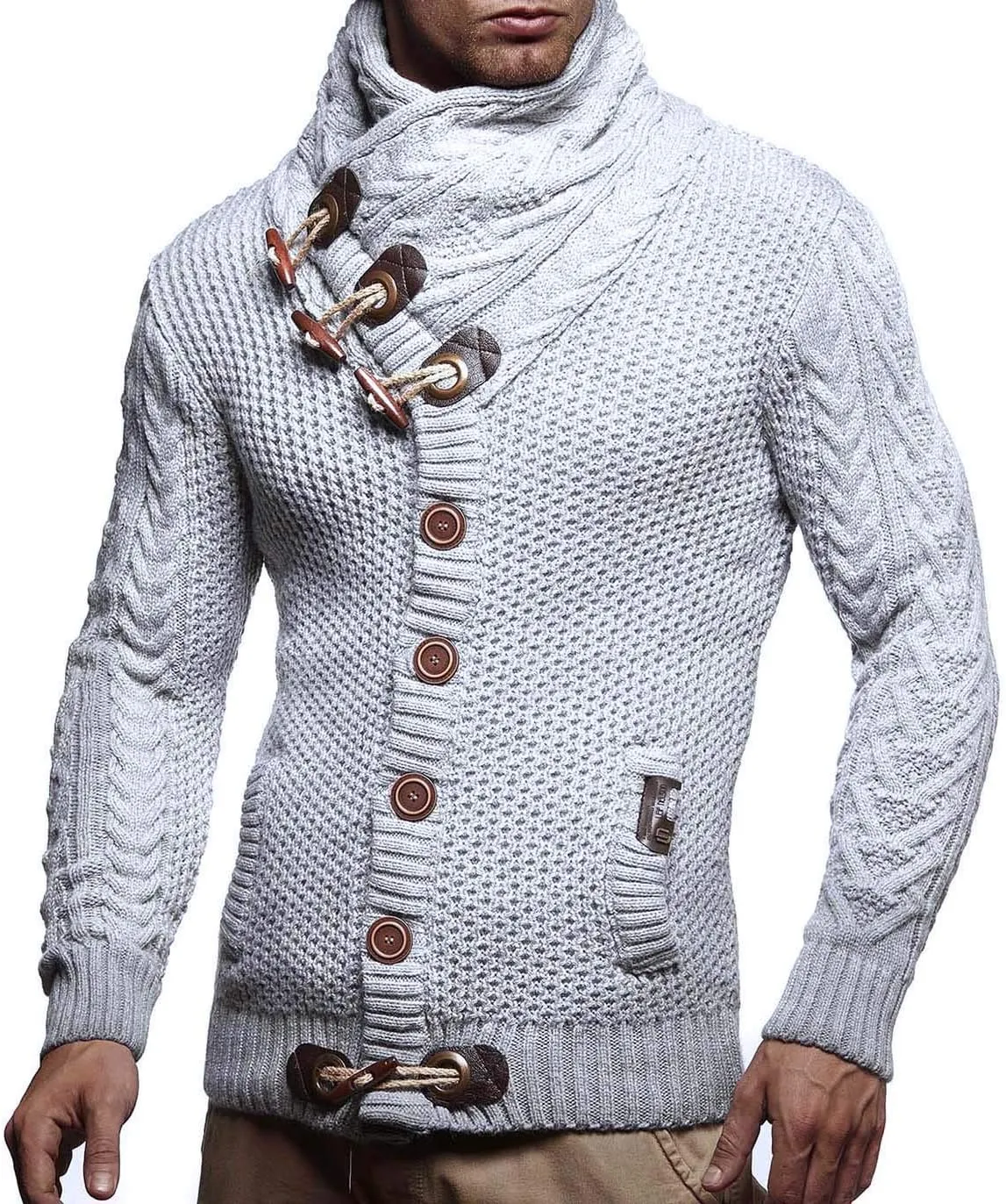 Leif Nelson Men's Knitted Turtleneck Jacket - Winter Cardigan Sweaters for Men