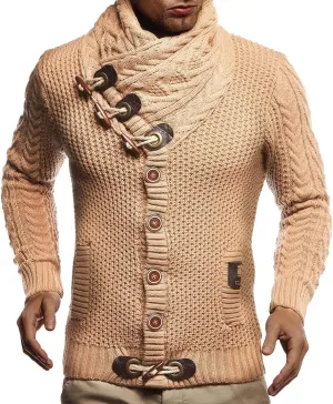 Leif Nelson Men's Knitted Turtleneck Jacket - Winter Cardigan Sweaters for Men