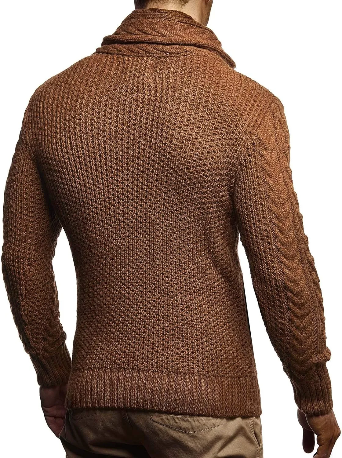 Leif Nelson Men's Knitted Turtleneck Jacket - Winter Cardigan Sweaters for Men