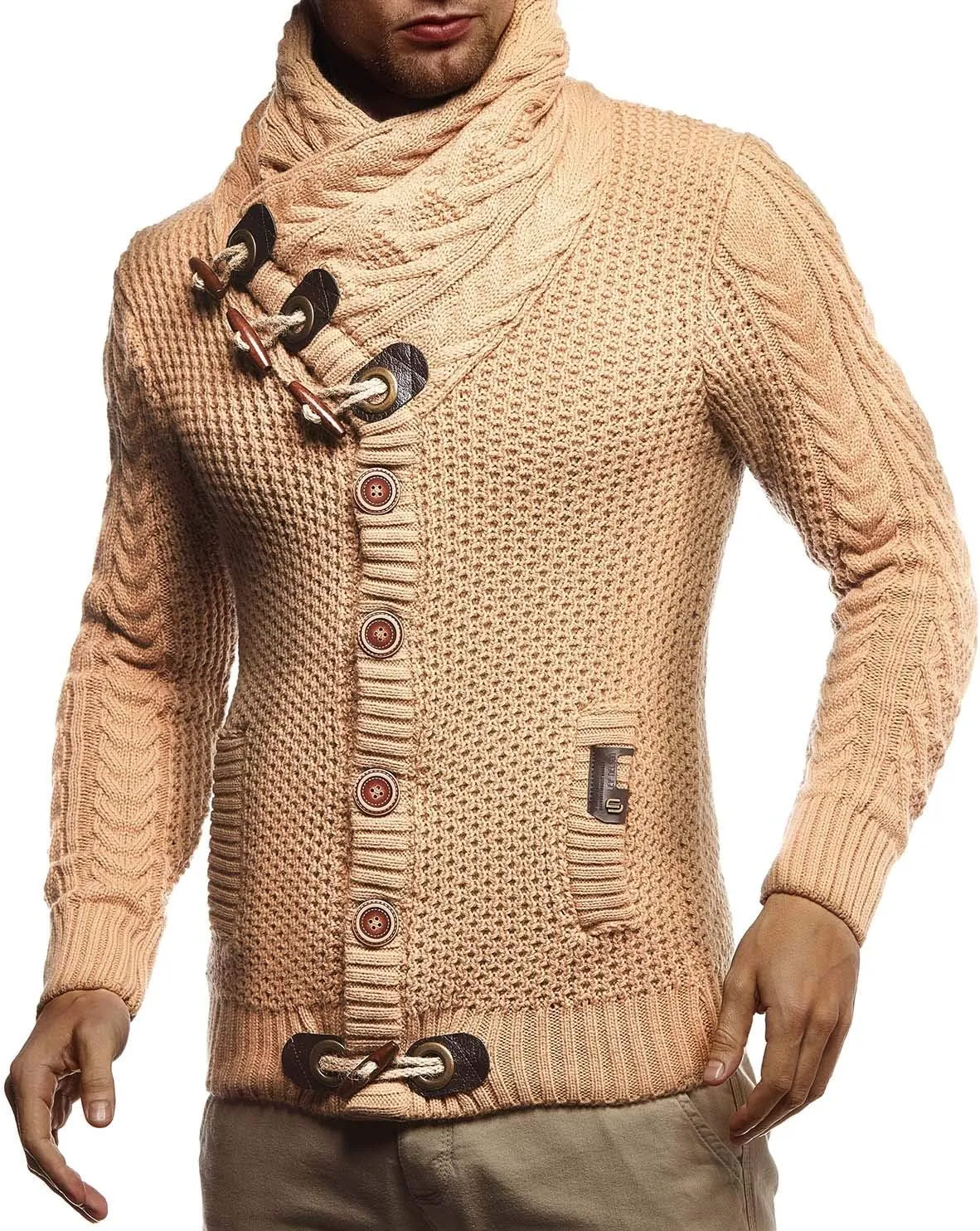 Leif Nelson Men's Knitted Turtleneck Jacket - Winter Cardigan Sweaters for Men
