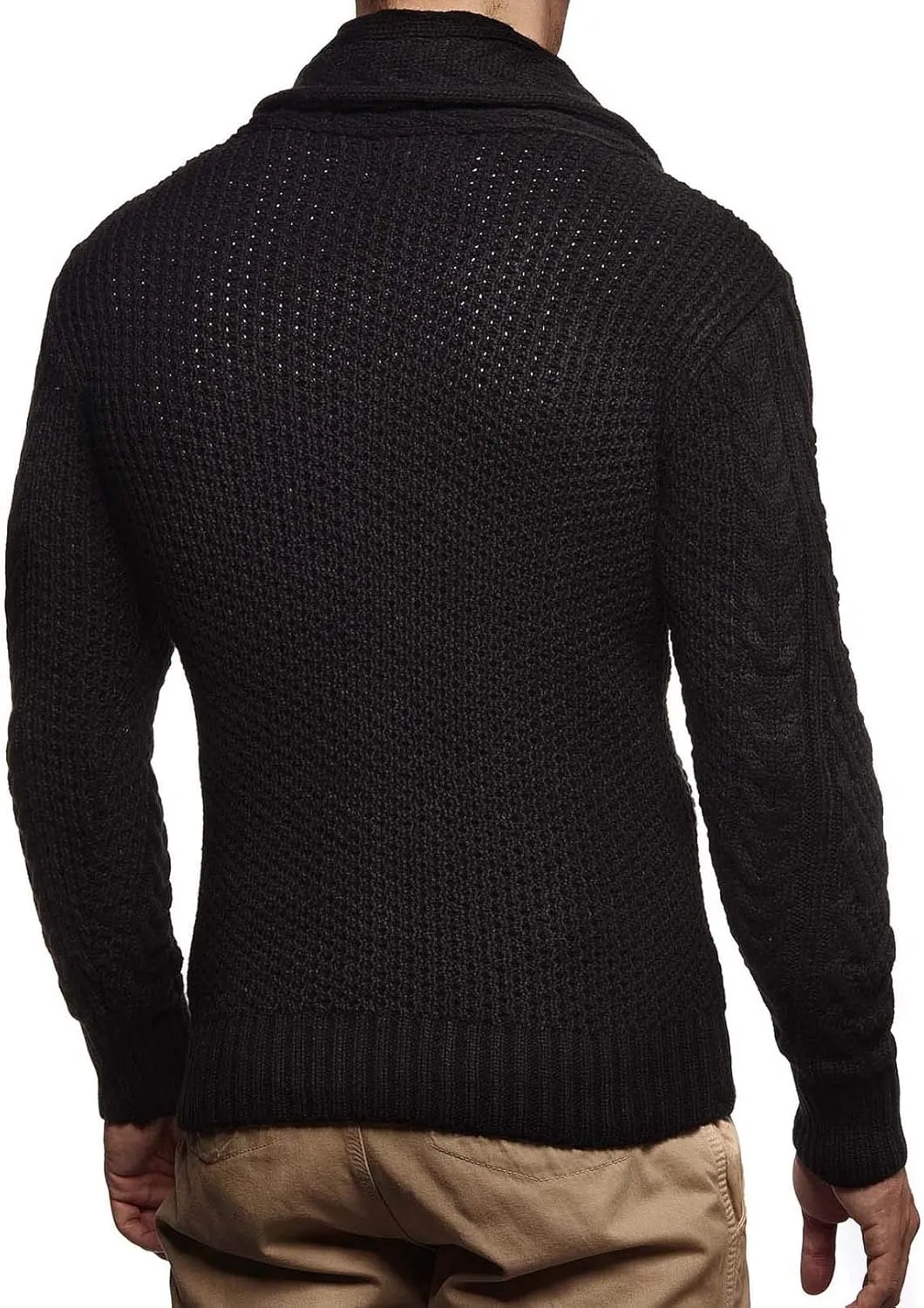 Leif Nelson Men's Knitted Turtleneck Jacket - Winter Cardigan Sweaters for Men