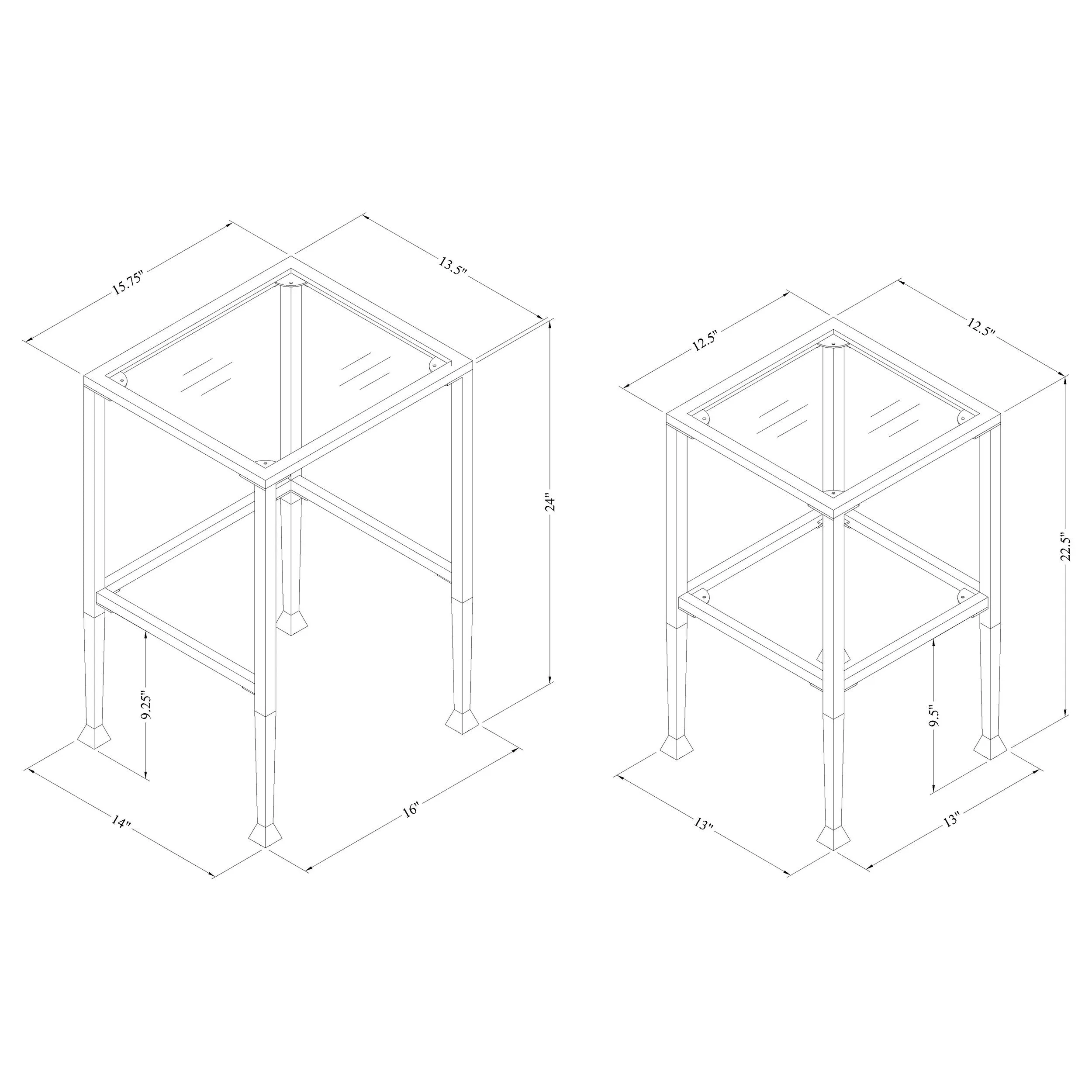 Leilani 2-piece Glass Top Nesting Table Set Black