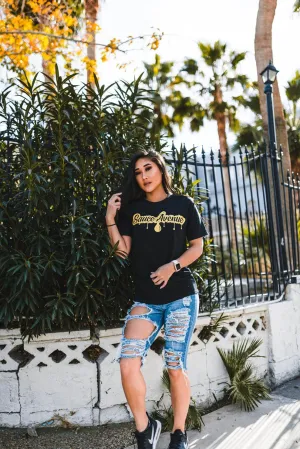 Lemon Sugar Glitter SA Drip | Black Tee