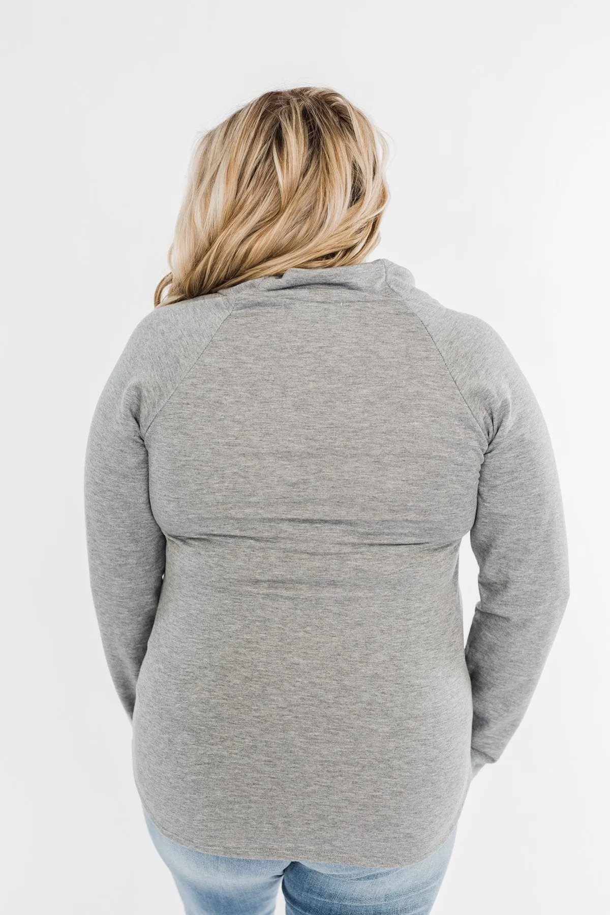 Life Goes On Button Detail Pullover Top- Grey