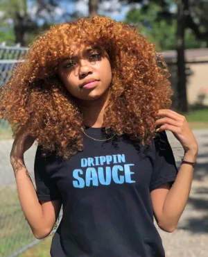 Light Blue Drippin Sauce | Black Tee