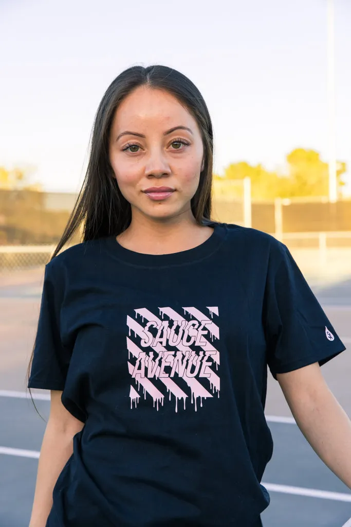 Light Pink SA Box Drip | Black Tee