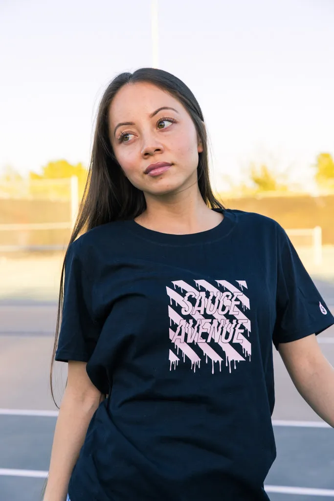 Light Pink SA Box Drip | Black Tee