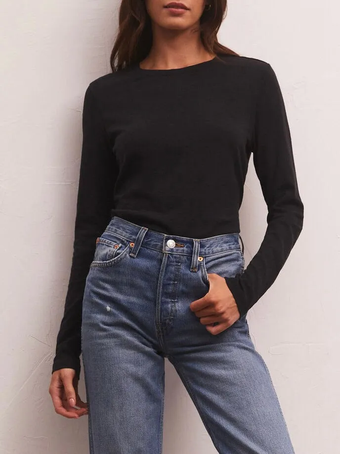 Long Sleeve Modern Slub Tee - Black
