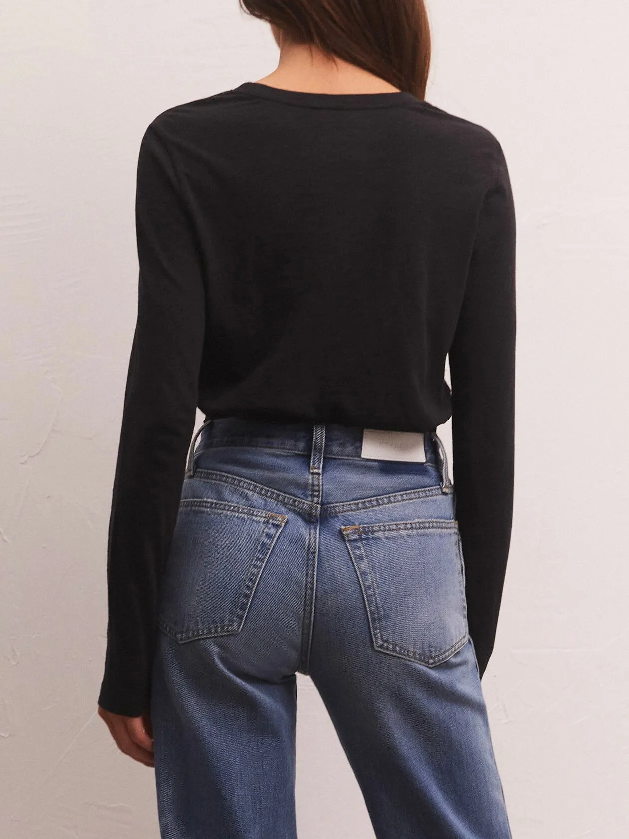 Long Sleeve Modern Slub Tee - Black