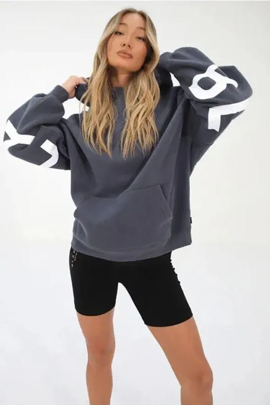 Loose Fit Hoodie with Big Thick Letters