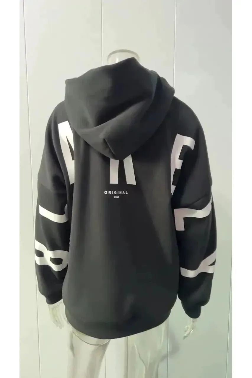Loose Fit Hoodie with Big Thick Letters