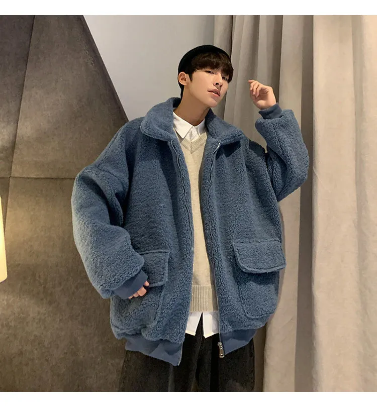 Loose Warm Zipper Fluffy Coat MEN Jacket