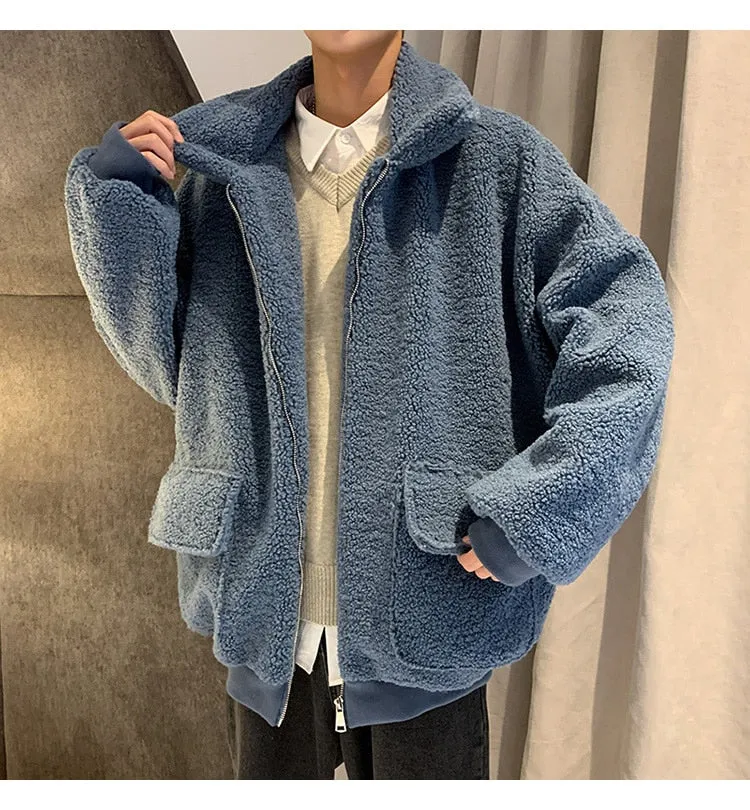 Loose Warm Zipper Fluffy Coat MEN Jacket