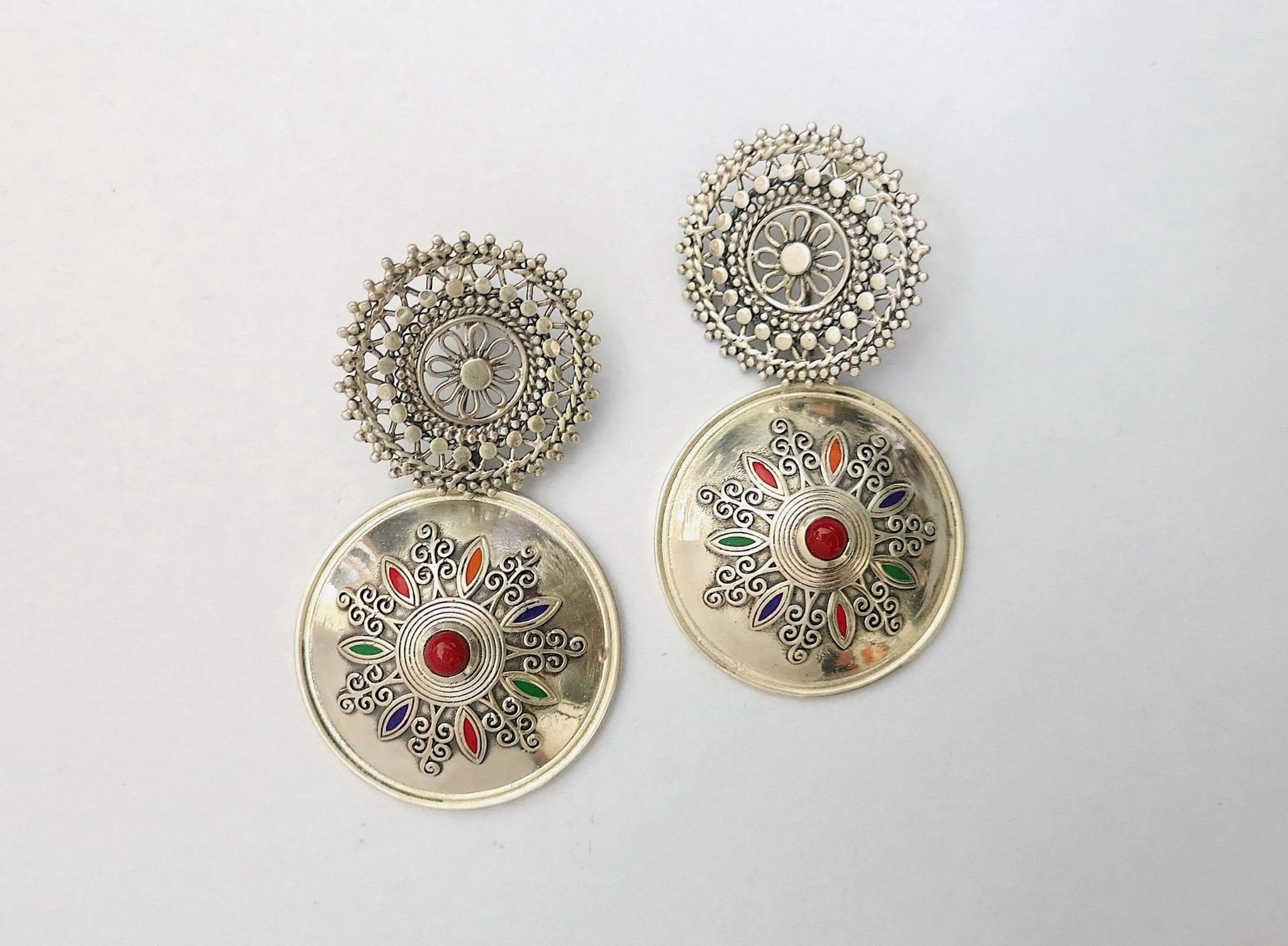Magnificent, statement earrings with a detachable filigree top