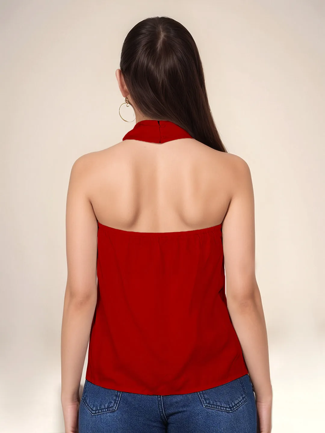 Maroon Solid Slim Fit Top