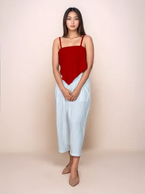 Maroon Solid Square Neck Crop Top