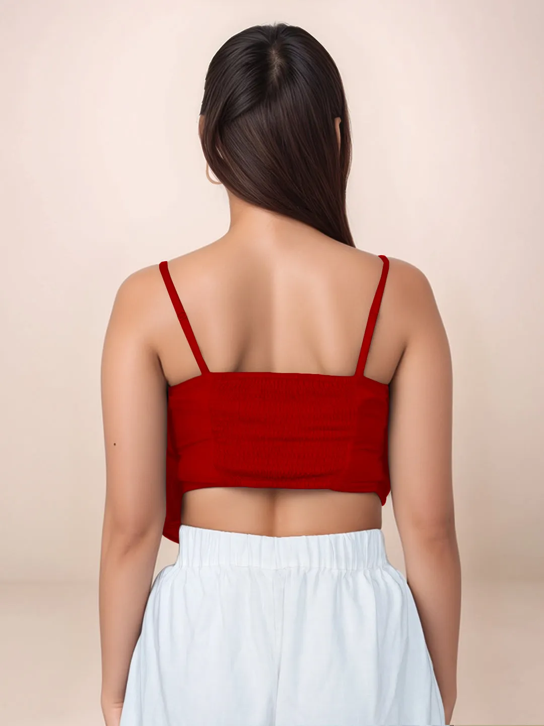Maroon Solid Square Neck Crop Top