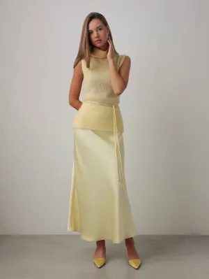 Melody Light Yellow Satin Skirt