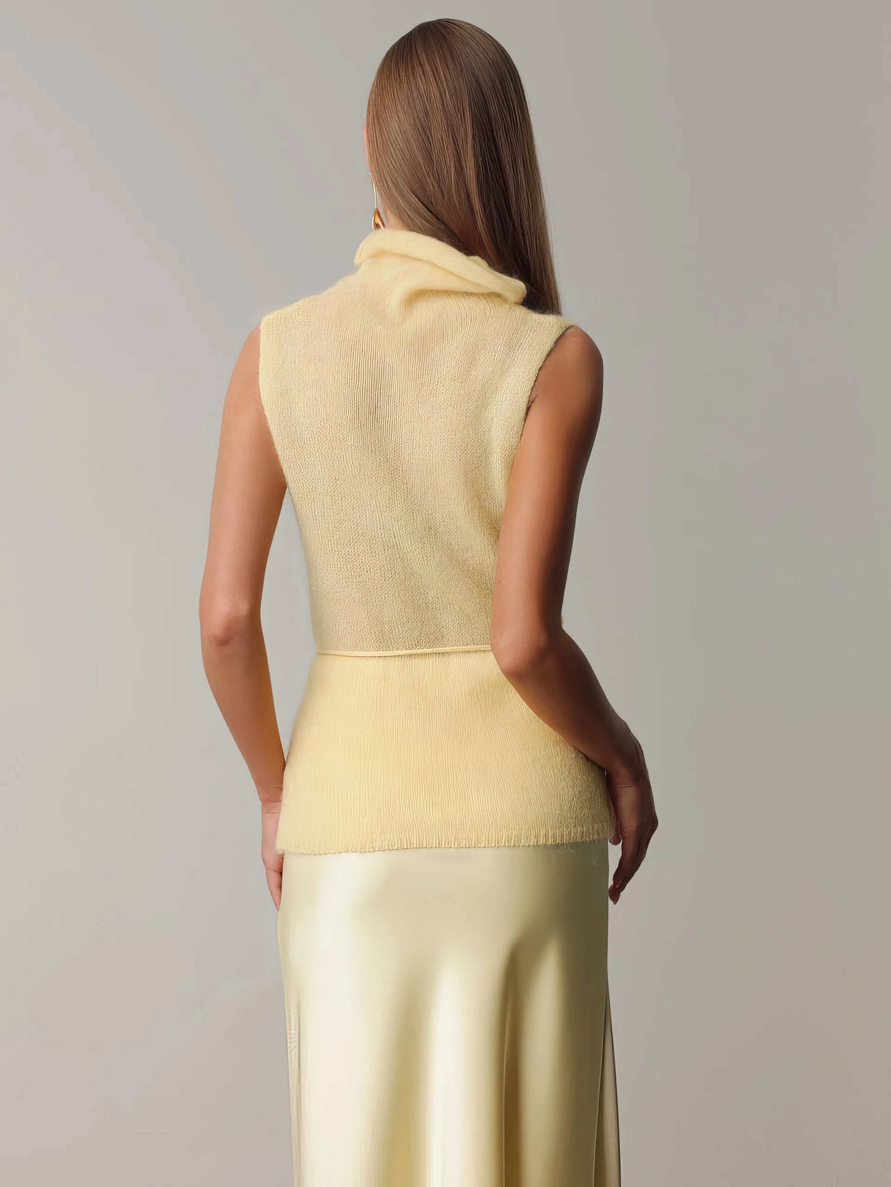 Melody Light Yellow Satin Skirt