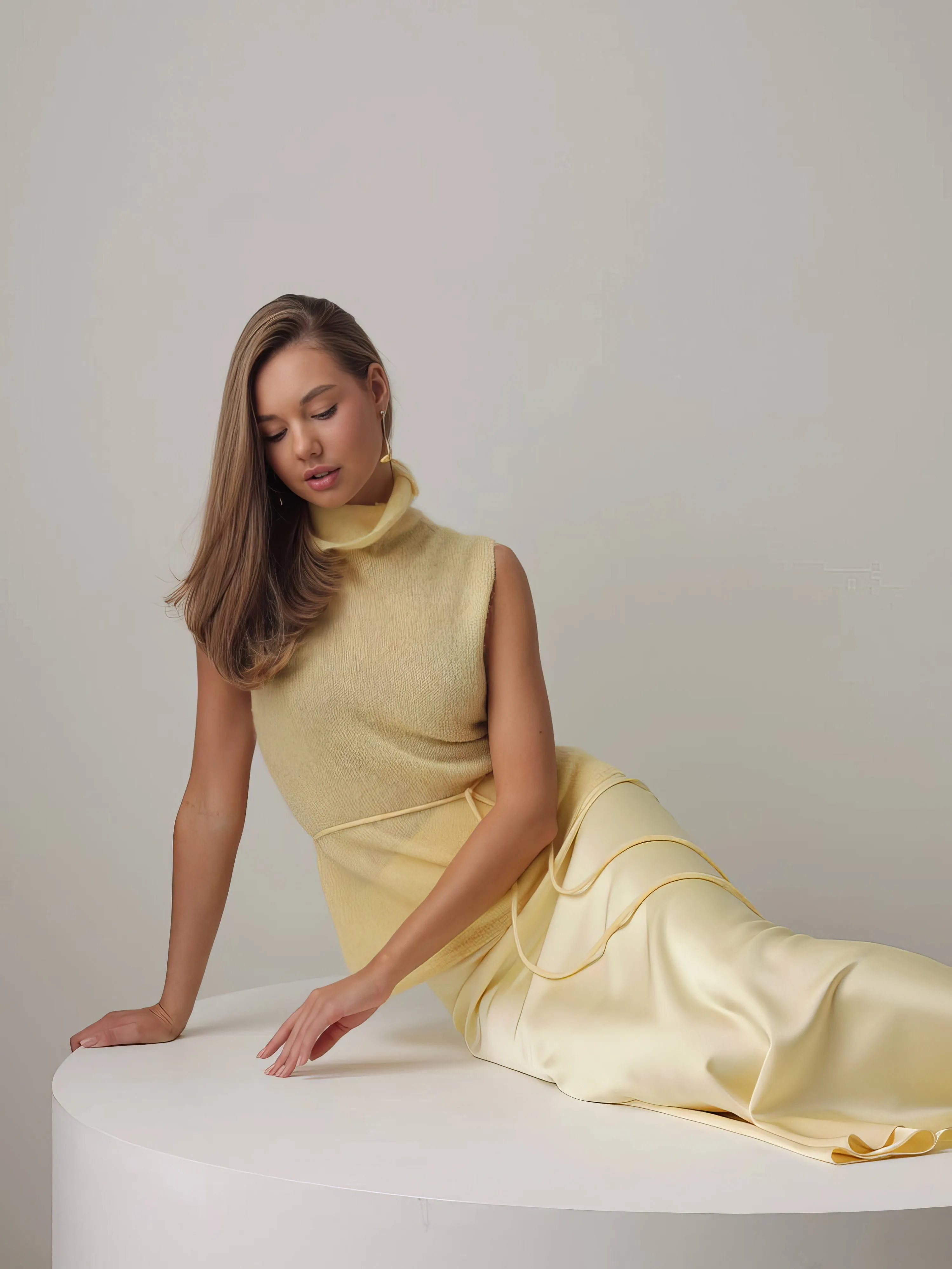 Melody Light Yellow Satin Skirt