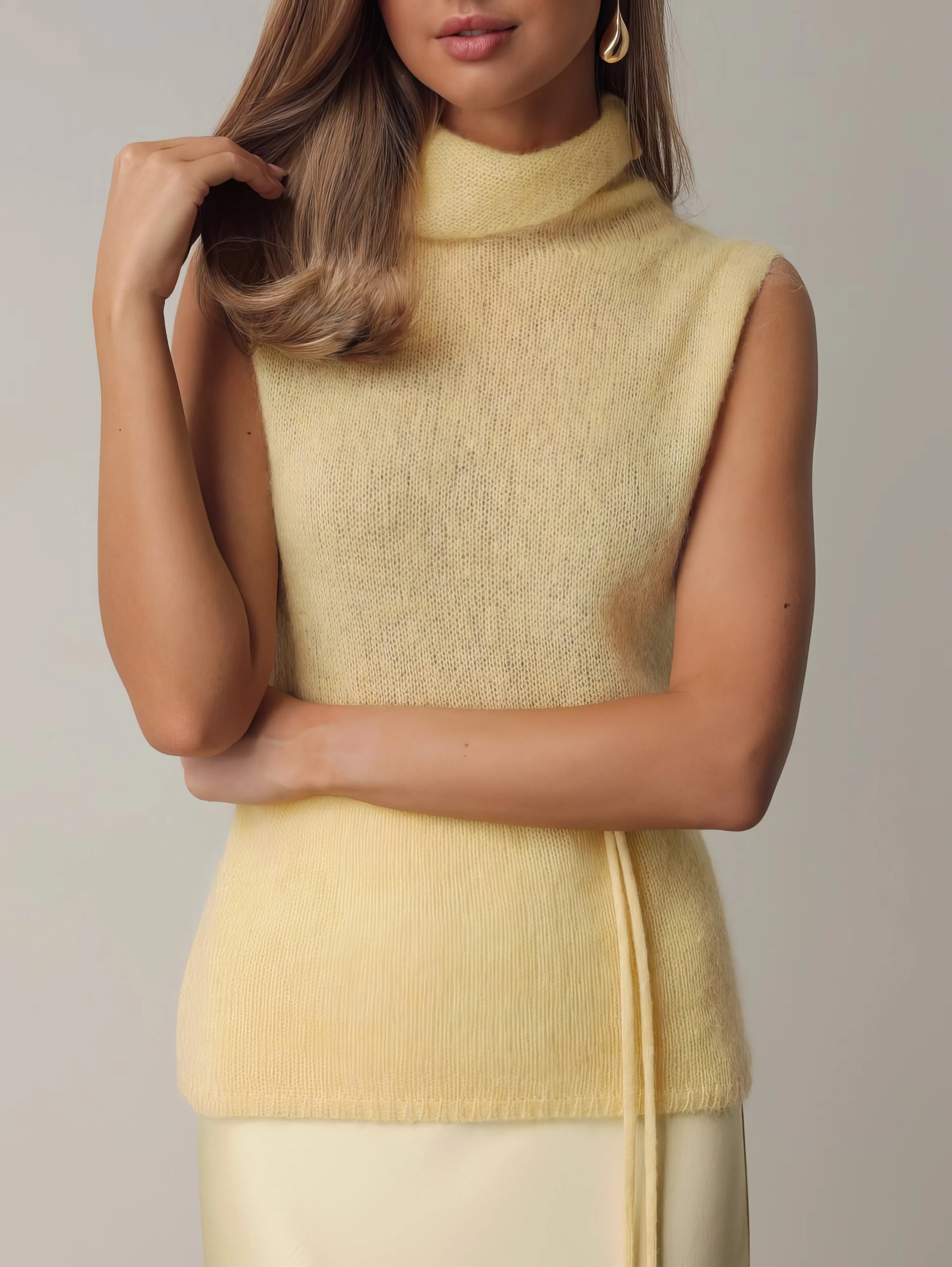 Melody Light Yellow Satin Skirt