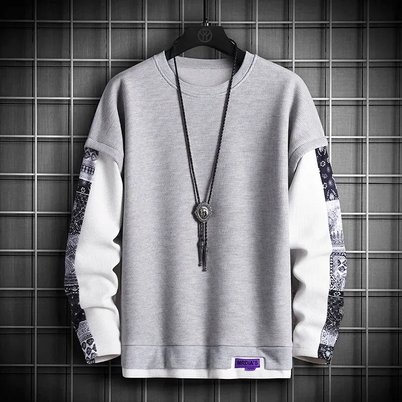 Men Print Casual Cotton O-Neck shirt