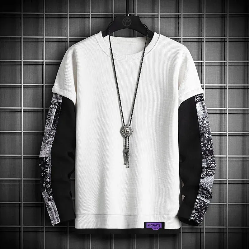 Men Print Casual Cotton O-Neck shirt