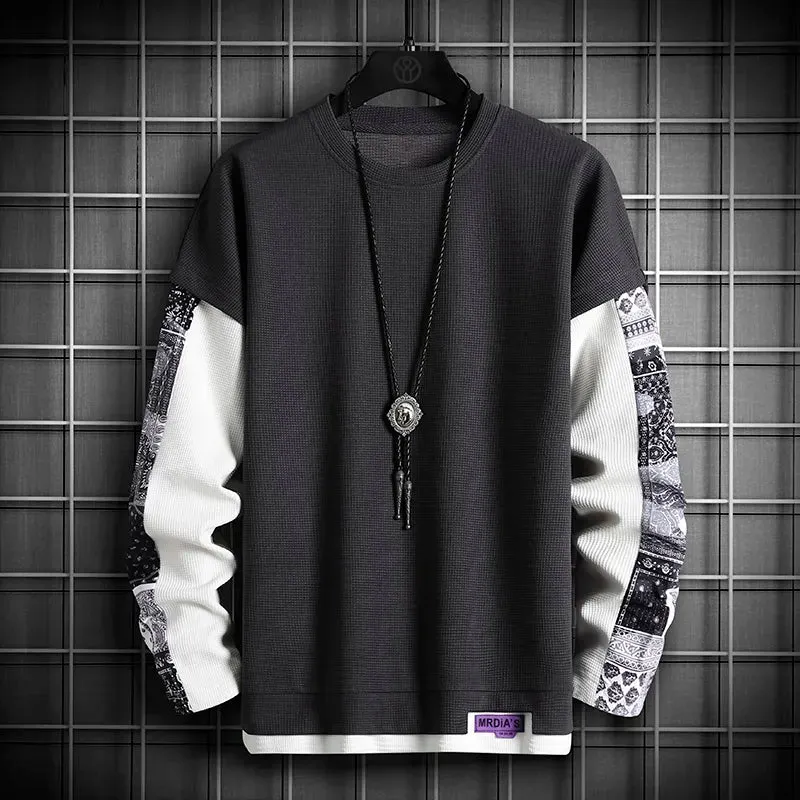 Men Print Casual Cotton O-Neck shirt
