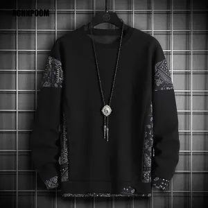 Men Print Casual Cotton O-Neck shirt