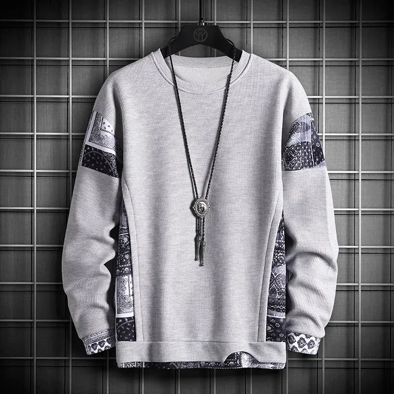 Men Print Casual Cotton O-Neck shirt