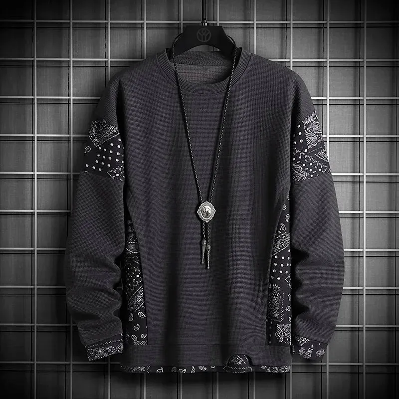 Men Print Casual Cotton O-Neck shirt
