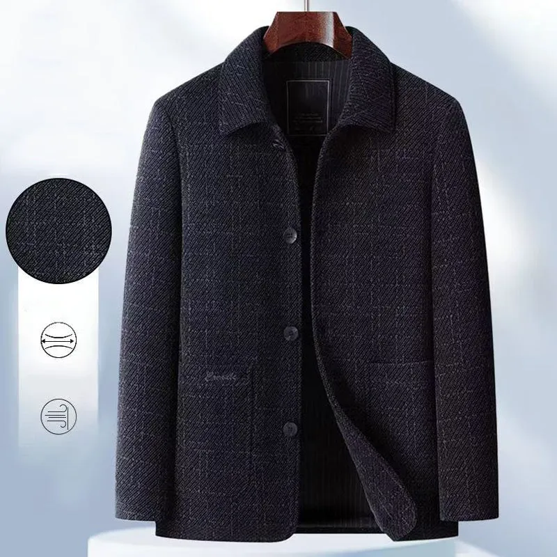 Men's Casual Thick Chenille Lapel Buttoned Jacket