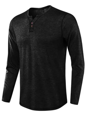 Men's Comfy Long Sleeve Henley Neck T-Shirt