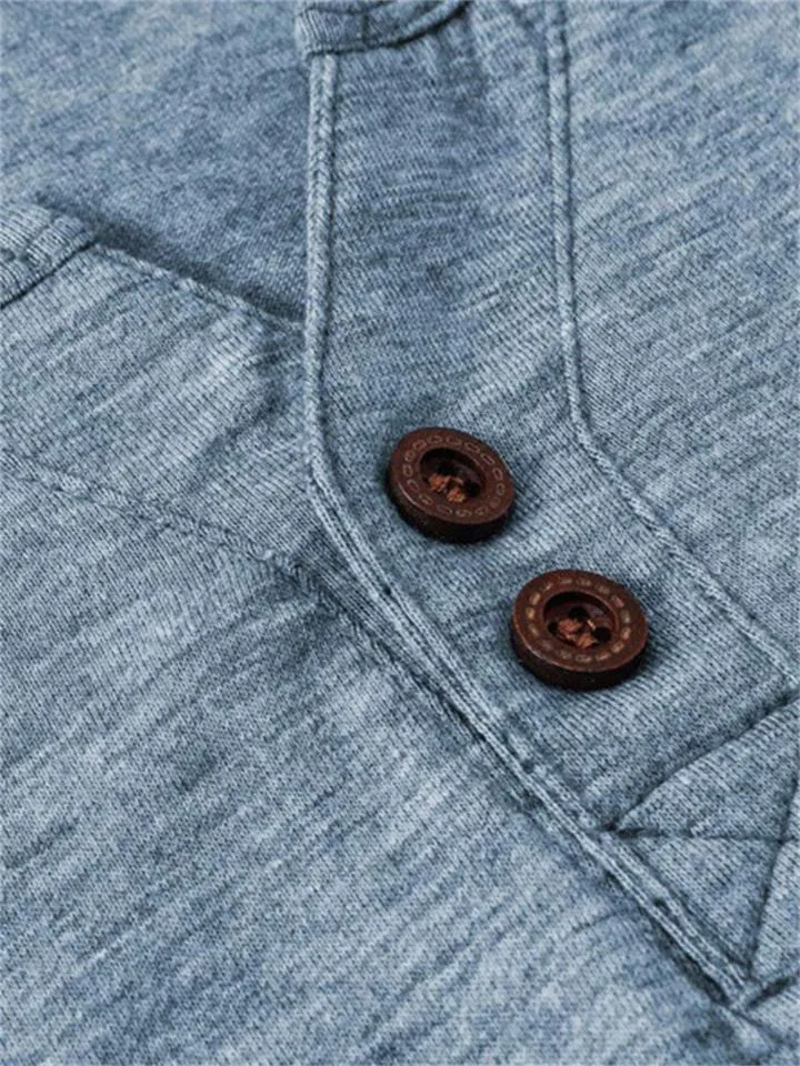 Men's Comfy Long Sleeve Henley Neck T-Shirt