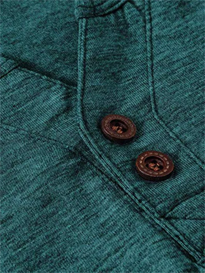 Men's Comfy Long Sleeve Henley Neck T-Shirt