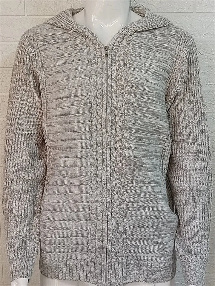 Men's Cool Zip Up Hooded Knitted Sweater for Winter