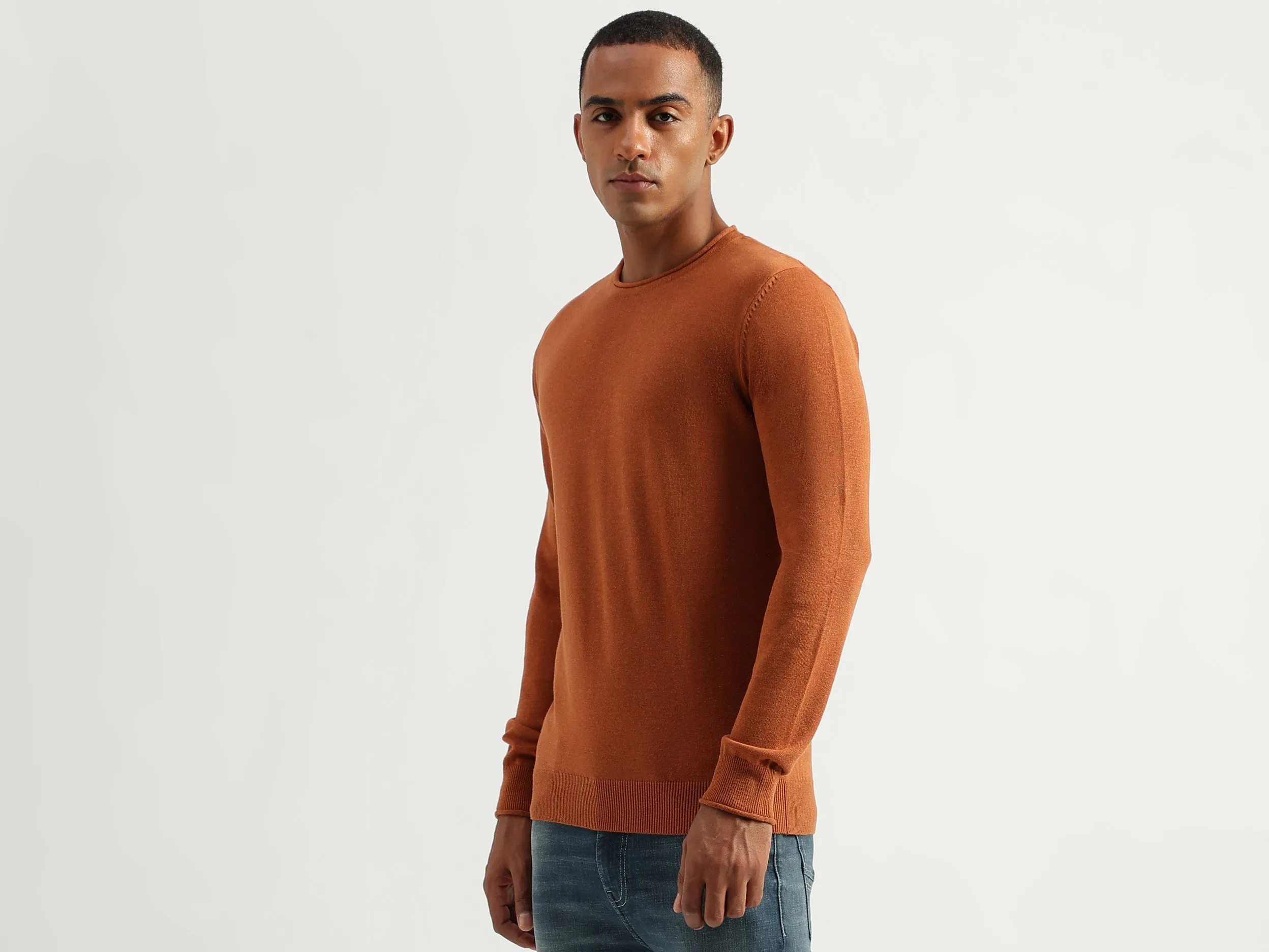 Men's Regular Fit Round Neck Solid Sweaters