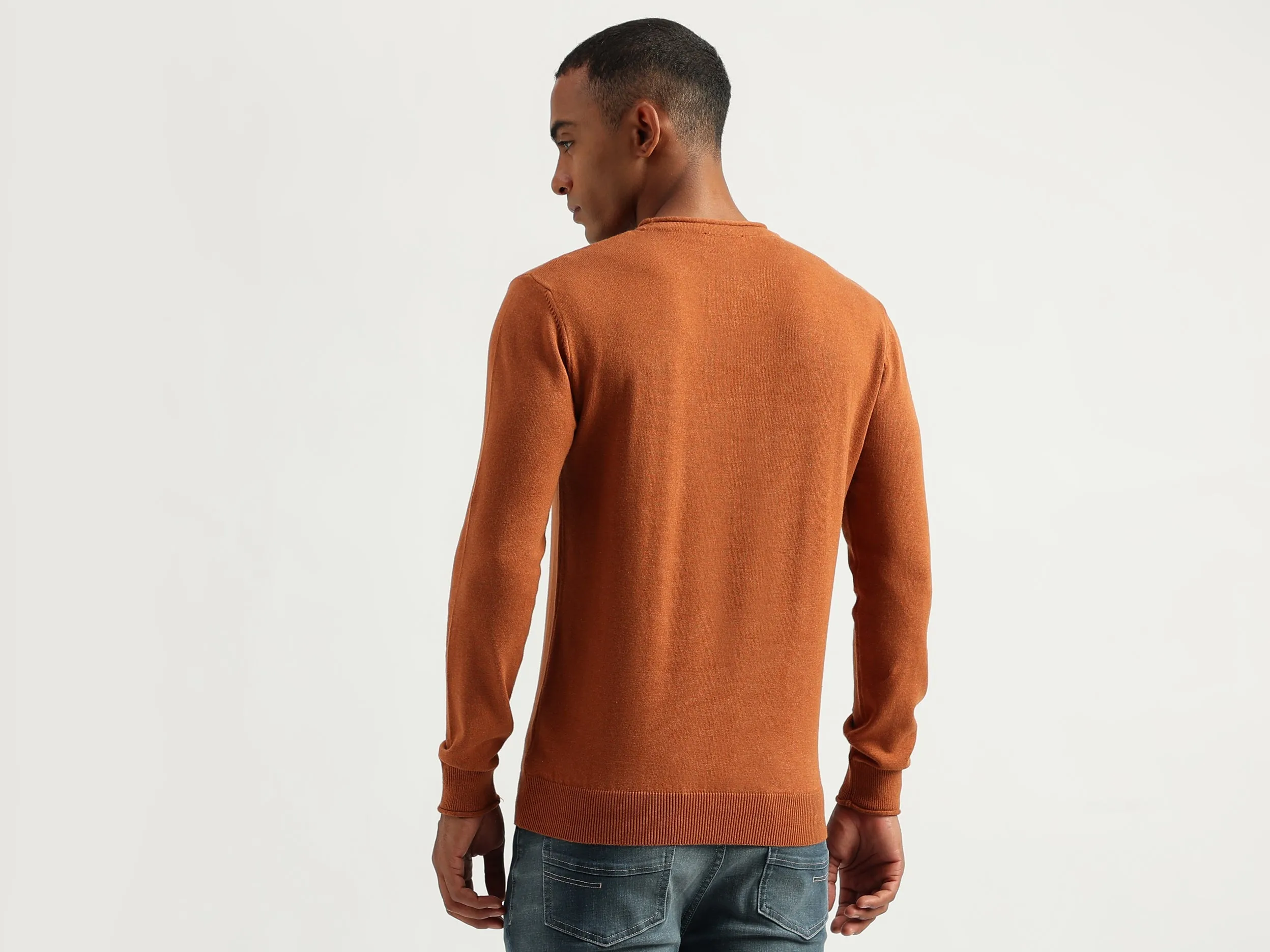 Men's Regular Fit Round Neck Solid Sweaters