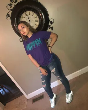 Mermaid Blue Glitter Drippin | Purple Tee